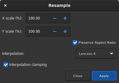 Resample dialogbox