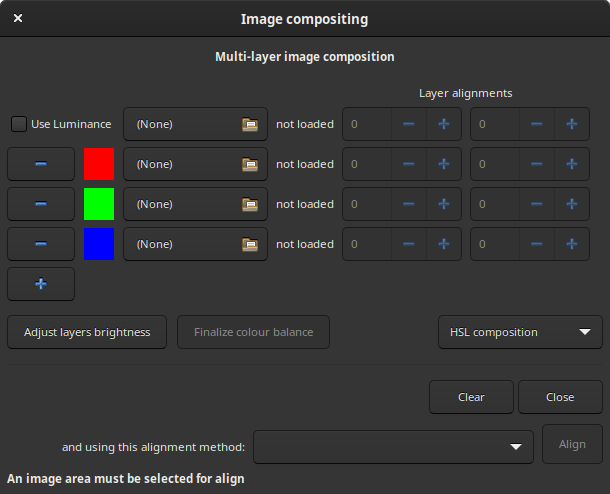 RGB composition dialog
