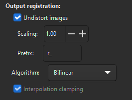 Output options for astrometric registration
