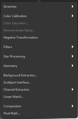 processing menu