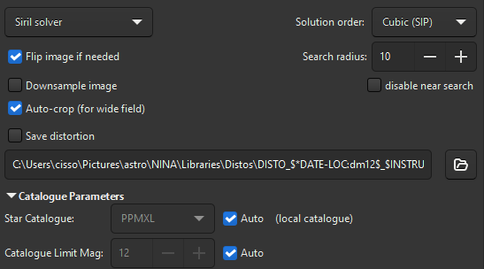 Siril solver options