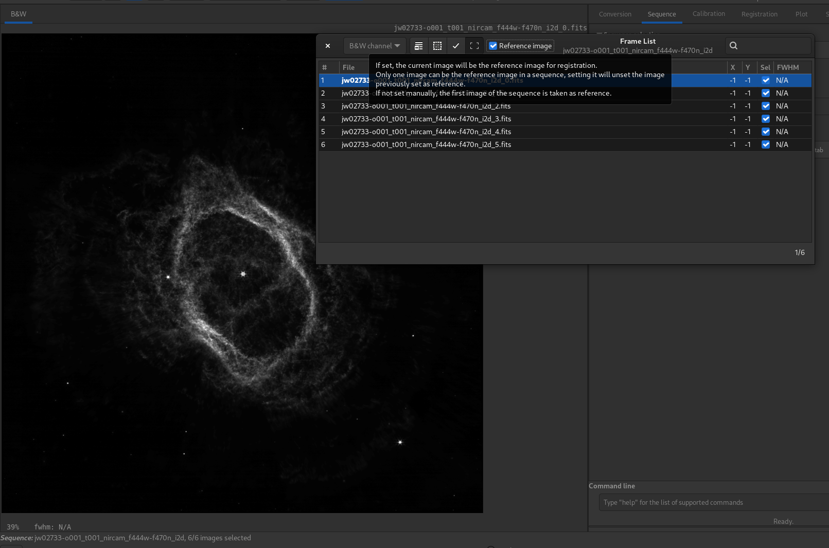JWST image loaded in Siril