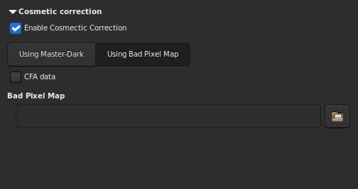 Cosmetic correction with Bad Pixel Map