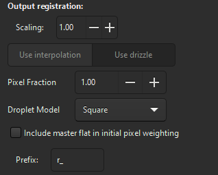 Output registration (drizzle)