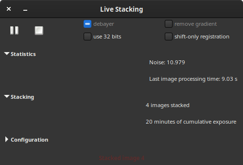livestacking menu
